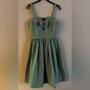 Vintage Inspired Royal Monk Green and White Striped Dress Size Small
